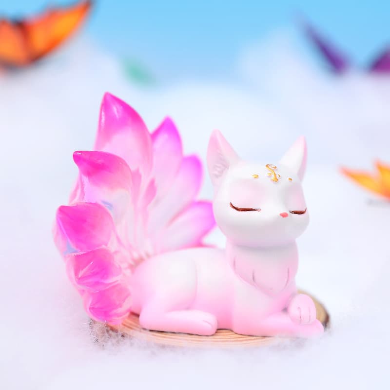 Mô Hình Cửu Vĩ Hồ Cáo Nhỏ GUMIHO Trang Trí Ô Tô Kai.N Màu hồng