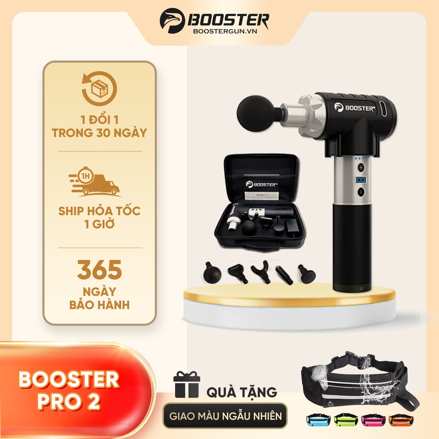 Máy Massage Gun Cầm Tay Cao Cấp Mỹ Booster PRO 2 135W 9 Cấp Độ Mát Xa