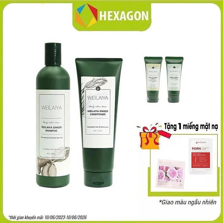 Dầu Gội Cặp Weilaiya Thảo Dược Mọc Tóc Hỗ Trợ Trị Gàu Dưỡng Tóc Đen Tóc Cho Tóc Nhuộm Tinh Chất Gừng Cao Cấp Chiết Xuất 100 Từ Thiên Nhiên Không Chứa Sunfat Tạo Bọt Gội 400ml Xả 250ml Sản Phẩm