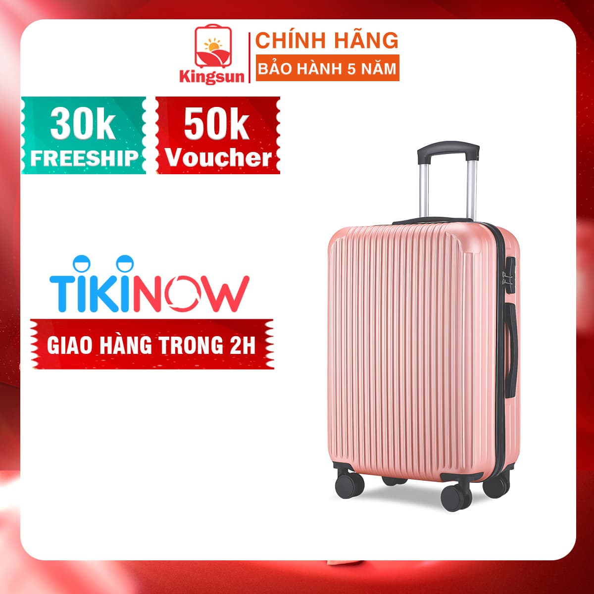 Vali du lịch kéo cao cấp Size 24inch Chất lượng cao KS 155 Vàng hồng