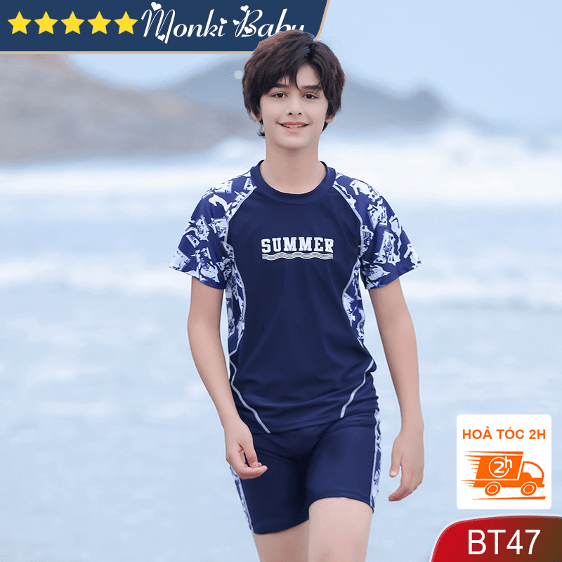 Đồ bơi size đại cho bé trai áo tắm big size cho trẻ em trai lớn đến 63kg mẫu cao cấp chất thun bơi Lycra đẹp dày dặn phom chuẩn dáng khỏe thể thao BT47 Tím than 160