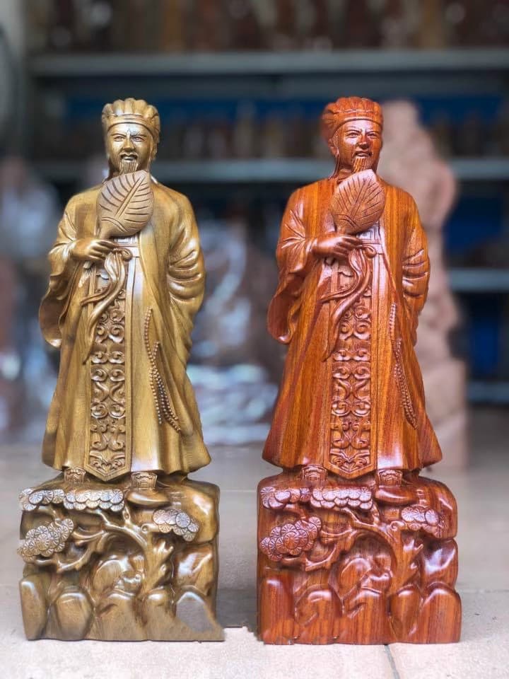 Tượng khổng minh gia cát lượng bằng gỗ hương kt cao 2098cm
