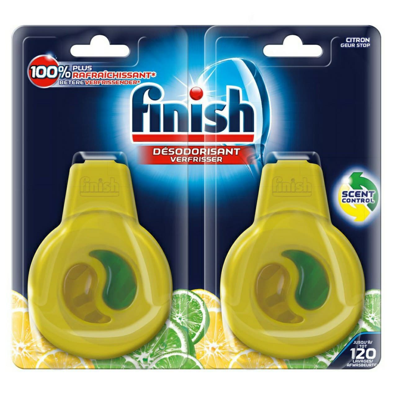 Combo 2 miếng khử mùi diệt khuẩn máy rửa chén Finish Dishwasher Freshener Lemon