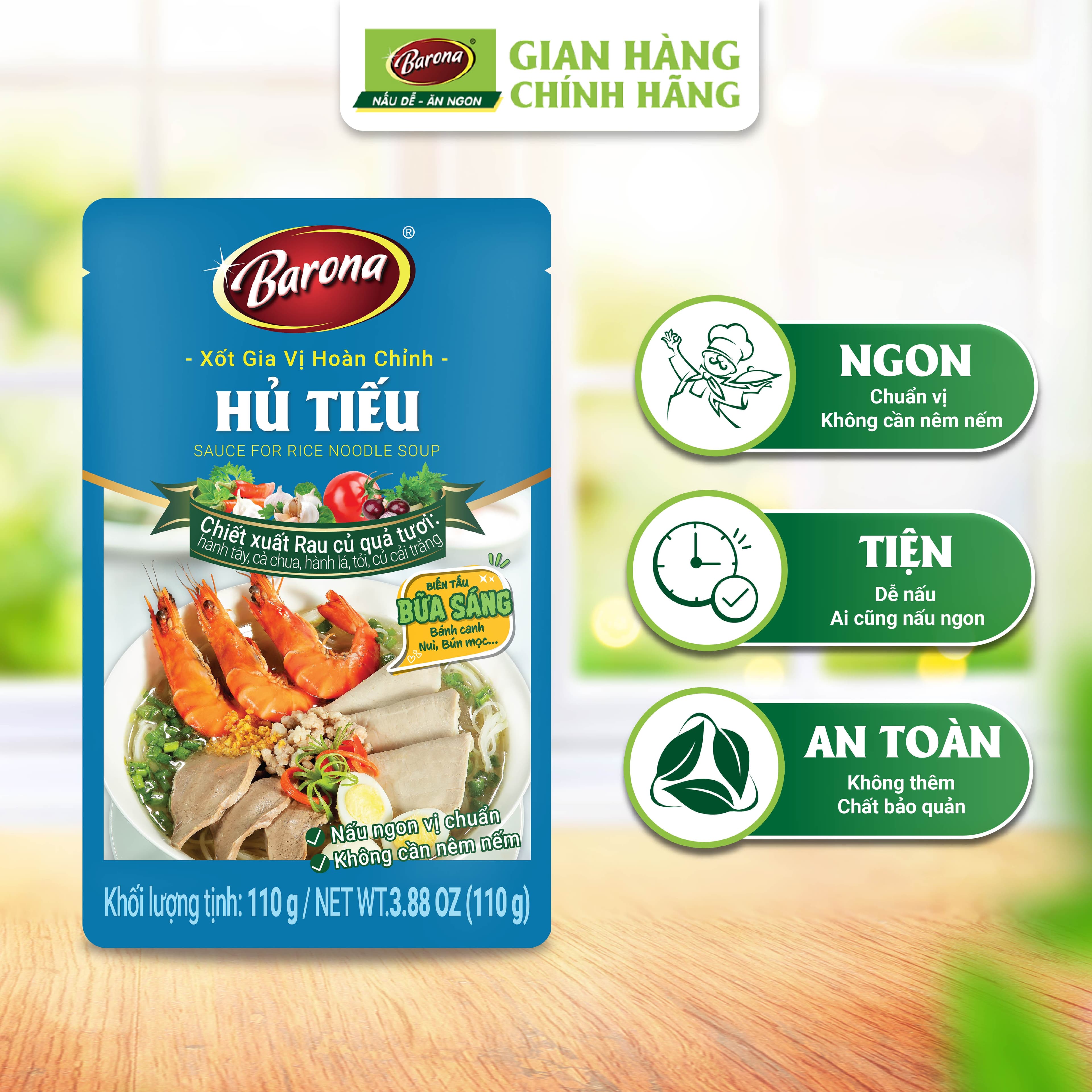 Combo 3 gói Gia Vị Hủ Tiếu Barona 110g tươi ngon chuẩn vị không cần nêm nếm