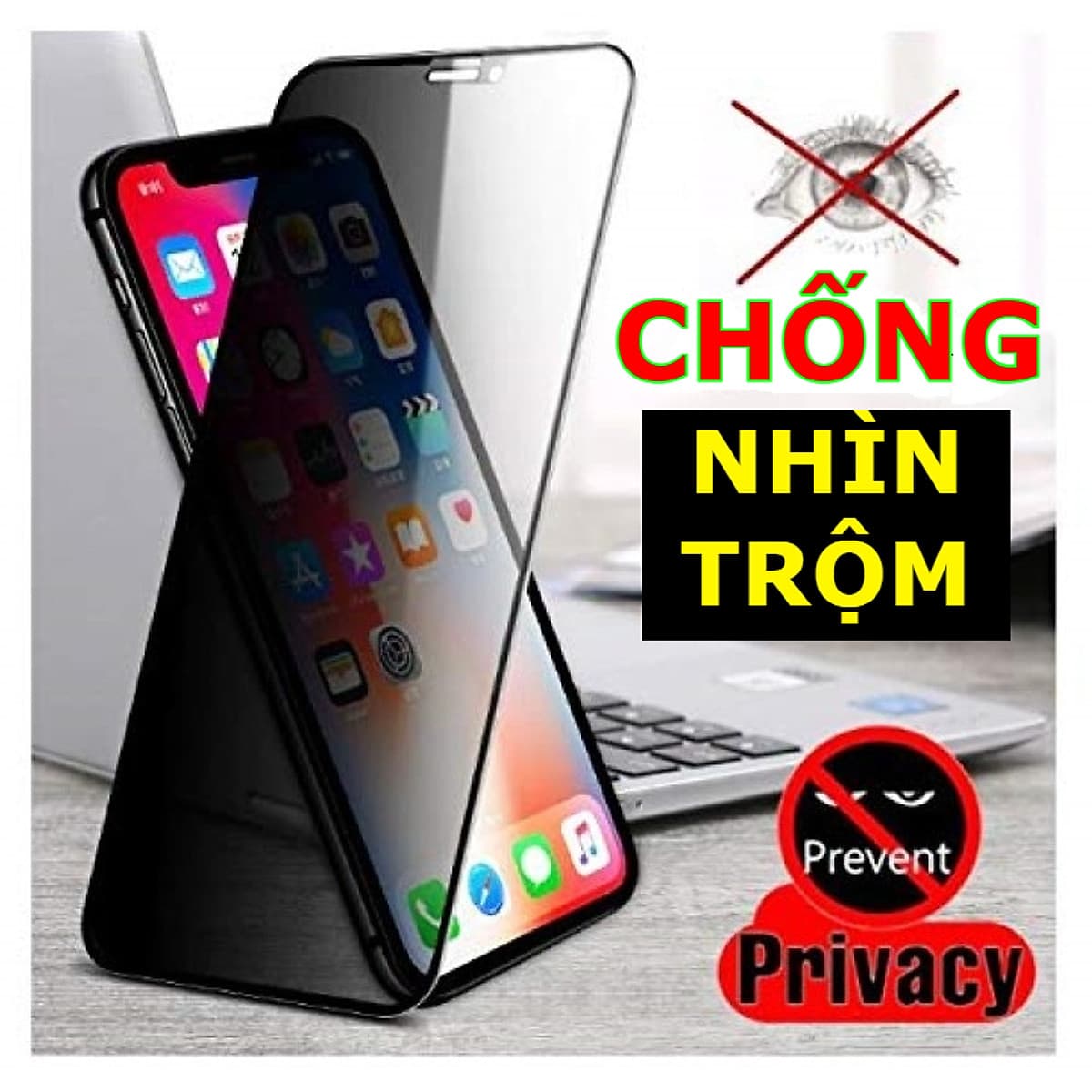 Kính Cường Lực Chống Nhìn Trộm KingKong Dành Cho iPhone Full Hộp Dán Full Màn 7P8P TRẮNG