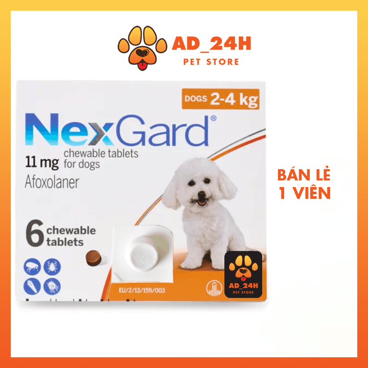 Viên nhai Nexgard trị ve rận bọ chét cho chó 1 viên 2 4 kgs
