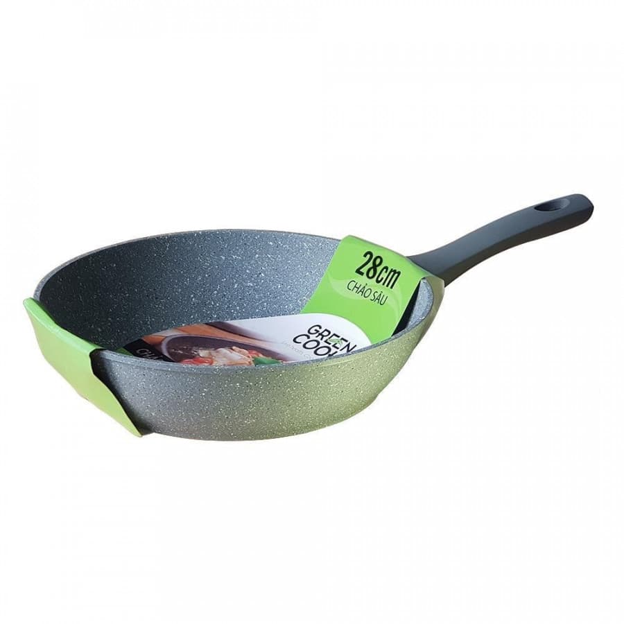 Chảo sâu lòng đáy từ chống dính vân đá Green Cook GCP02 xám 28cm