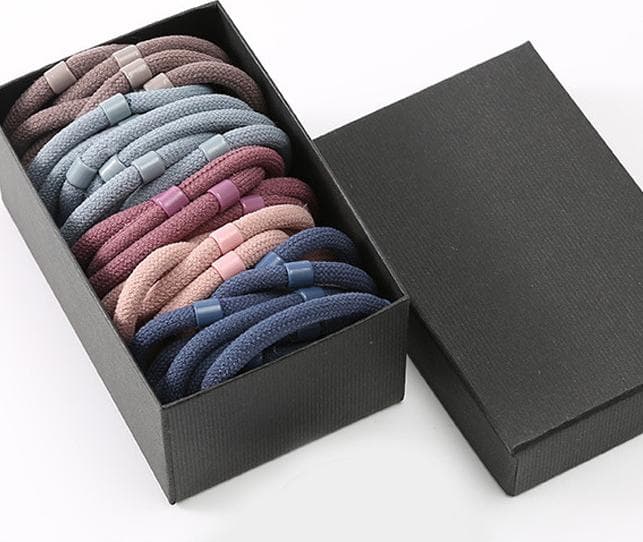 Sét 40 dây buộc tóc tròn cao cấp xuất Nhật HD12 hộp giấy sang trọng Trộn nhiều mầu