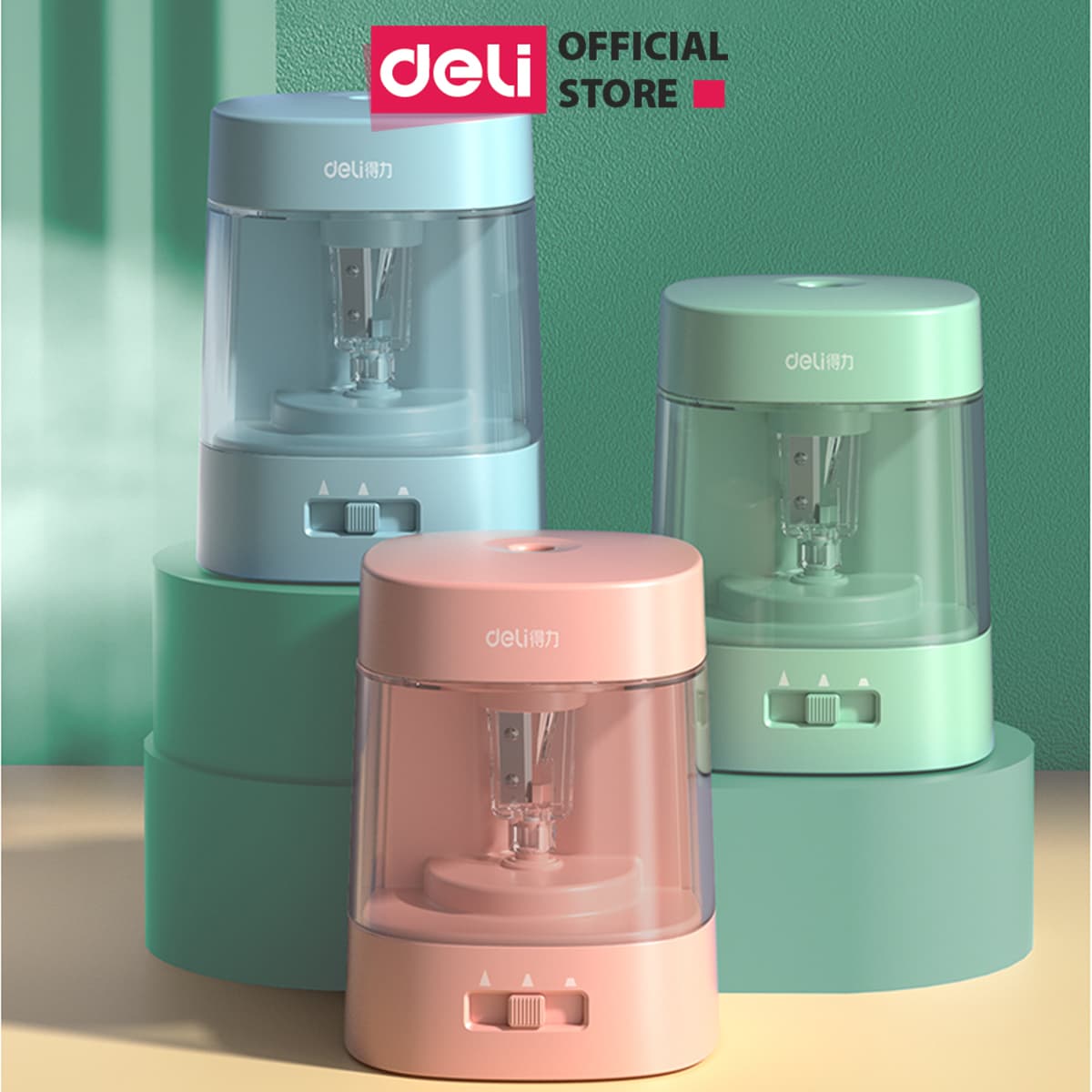 Gọt Bút Chì Điện Tự Động Deli 1 Chiếc 502 Xanh lá Chỉnh ngòi