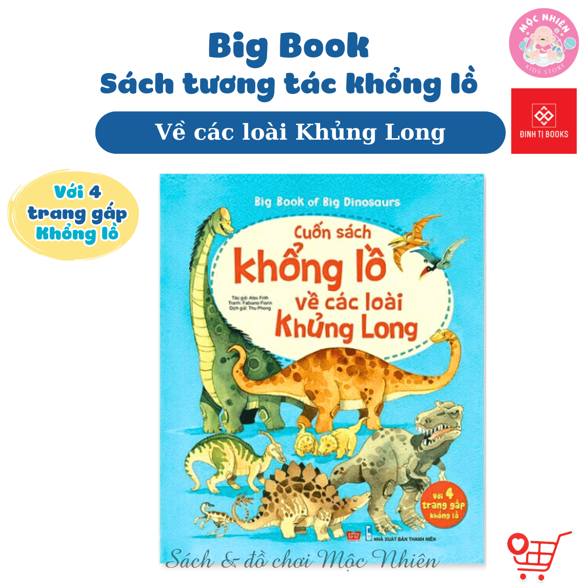 Sách Tương Tác Big Book Cuốn Sách Khổng Lồ Đinh Tị Nhiều chủ đề Các Loài Khủng Long