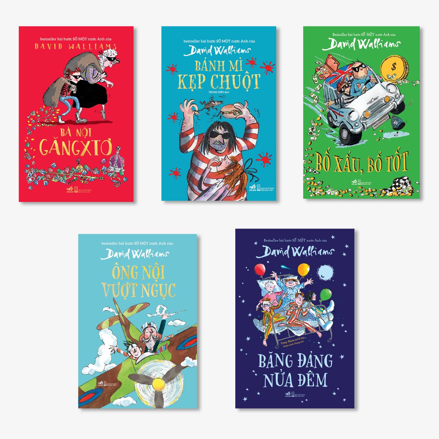 Combo 5 Cuốn David Walliams Ông Nội Vượt Ngục Bố Xấu Bố Tốt Băng Đảng Nửa Đêm Bánh Mì Kẹp Chuột Bà Nội Gangxto