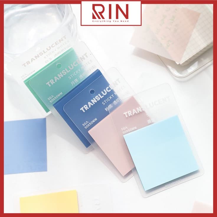 Giấy note trong suốt giấy ghi nhớ Giấy ghi chú giấy nhắn TRONG SUỐT cho học sinh văn phòng nhiều màumẫu 75x75mm Trắng