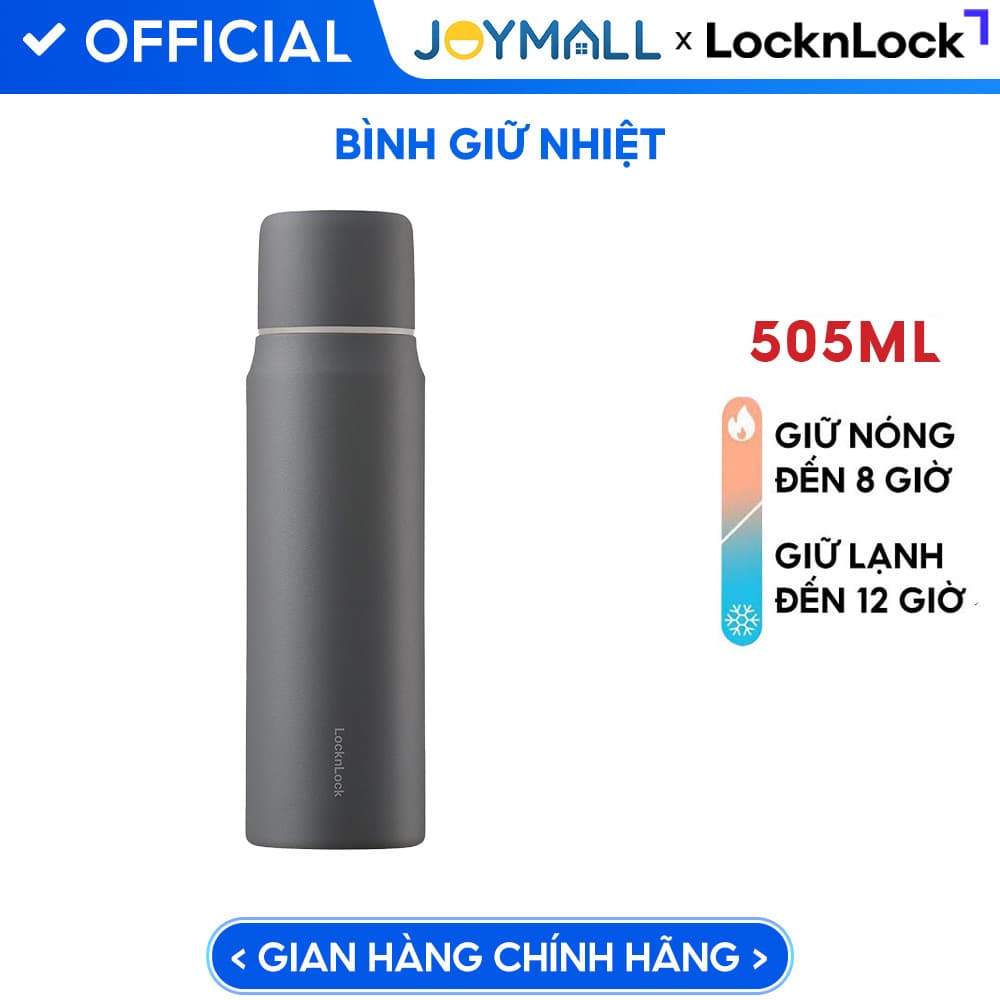 Bình giữ nhiệt Lock&Lock 505ml Maman Cup Vacuum Bottle LHC1487 nắp dùng làm cốc nước uống JoyMall Màu Xám