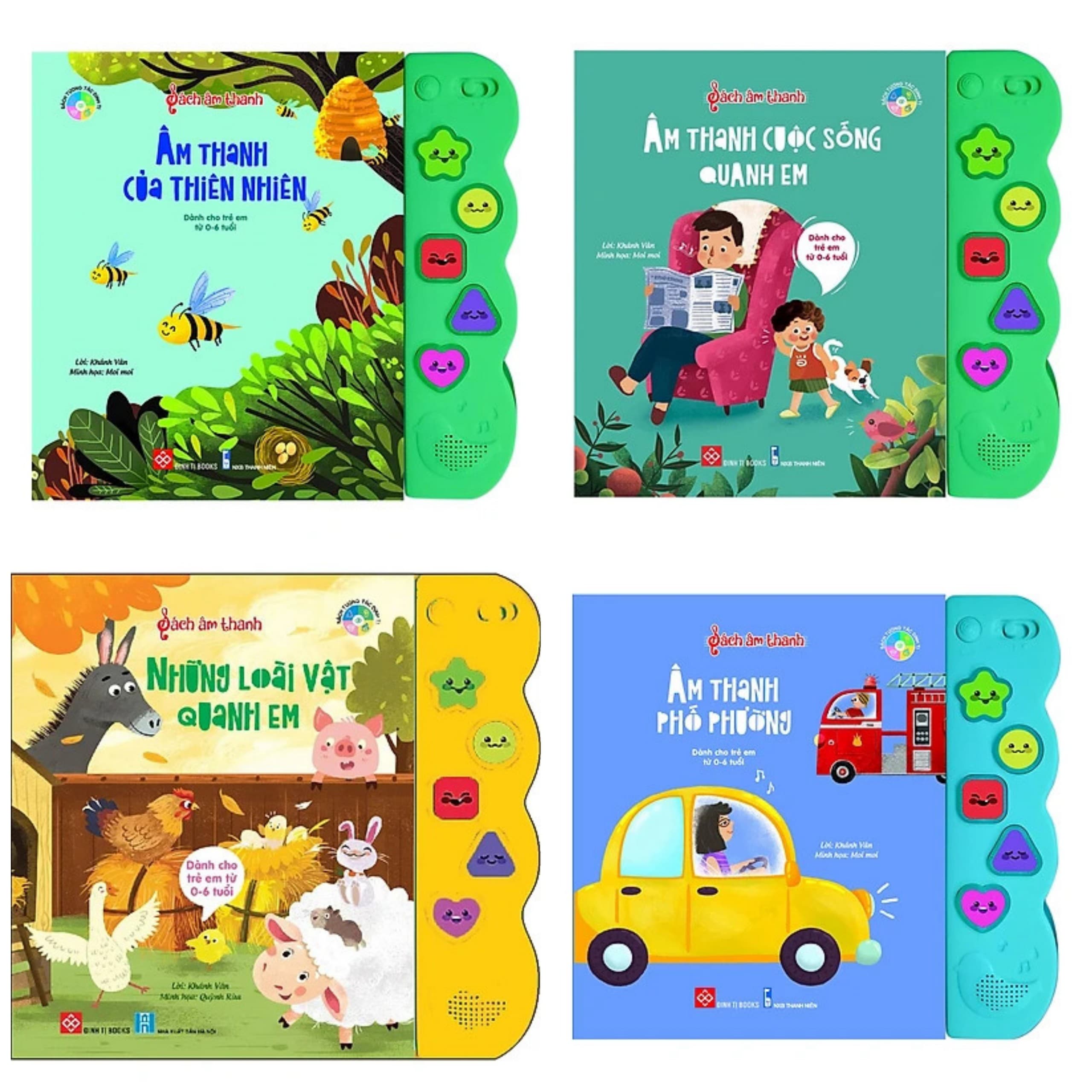 Combo 4Q Sách Lật Mở Tương Tác SÁCH ÂM THANH Poster An Toàn Cho Bé Sách kích thích não bộ của trẻ