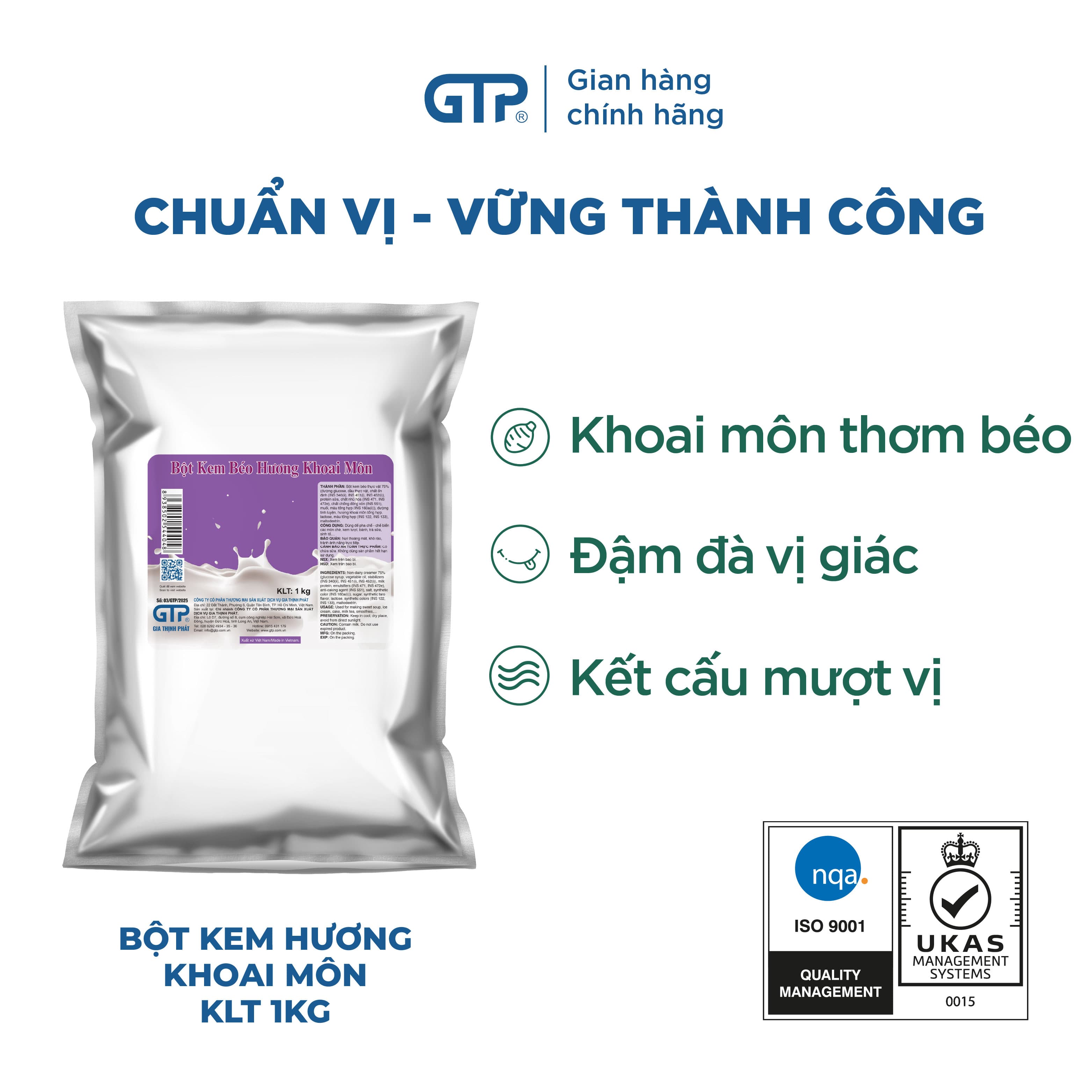 Bột Kem Béo Hương Khoai Môn GTP 1KG Pha Trà Sữa Thơm Béo Tự Nhiên Cho Quán Đồ Uống Làm Kem Mịn.
