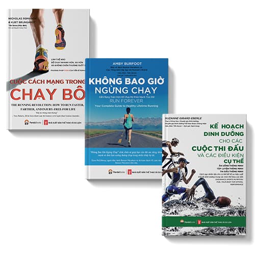 Bộ sách 3 cuốn Cuộc cách mạng trong chạy bộ Không bao giờ ngừng chạy Kế hoạch dinh dưỡng cho các cuộc thi đấu