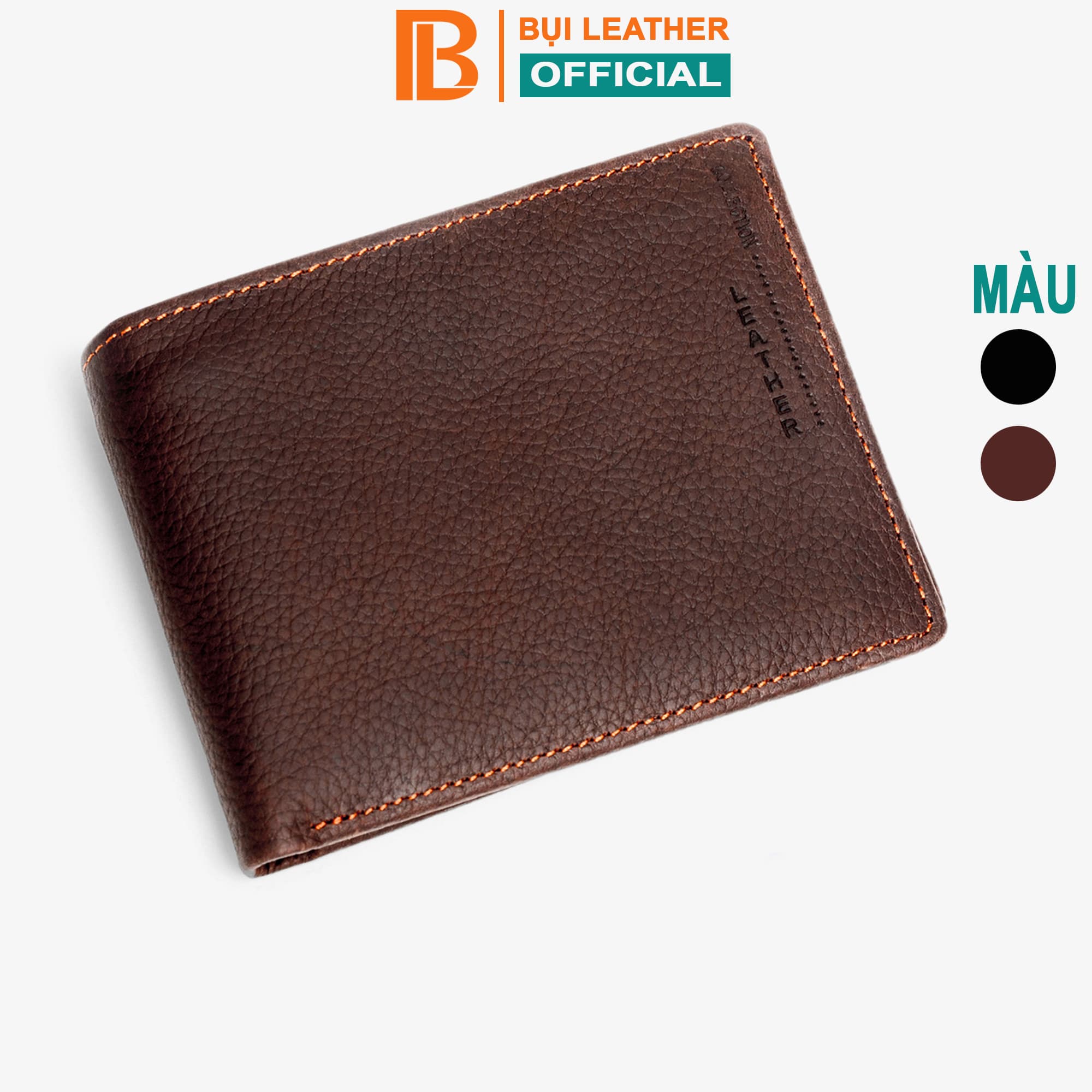 Ví nam bóp nam da bò sáp Mexico Bụi Leather V102 Ngang nâu