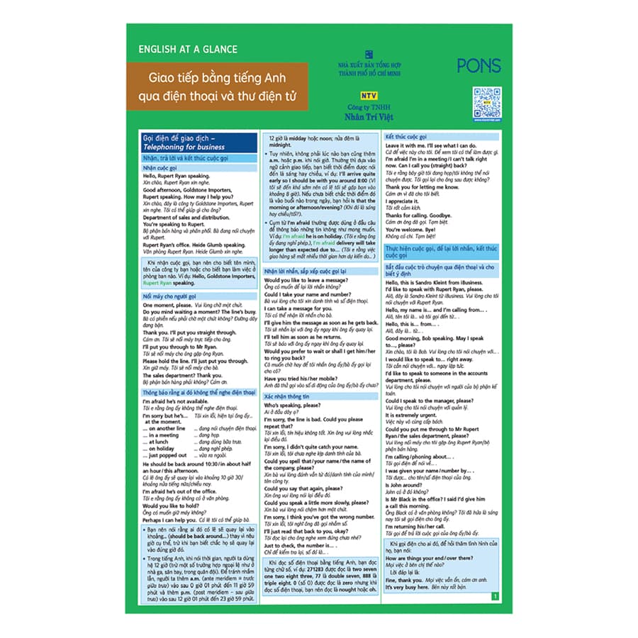 Sách English At A Glance Giao Tiếp Bằng Tiếng Anh Qua Điện Thoại Và Thư Điện Tử