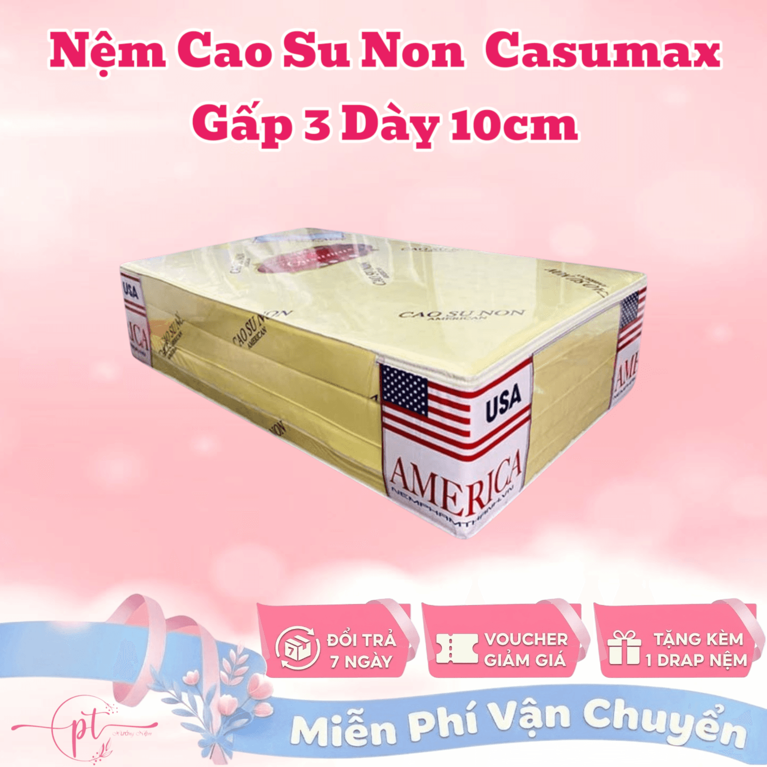 Nệm Cao Su Non Gấp 3 1m6x2mx10cm