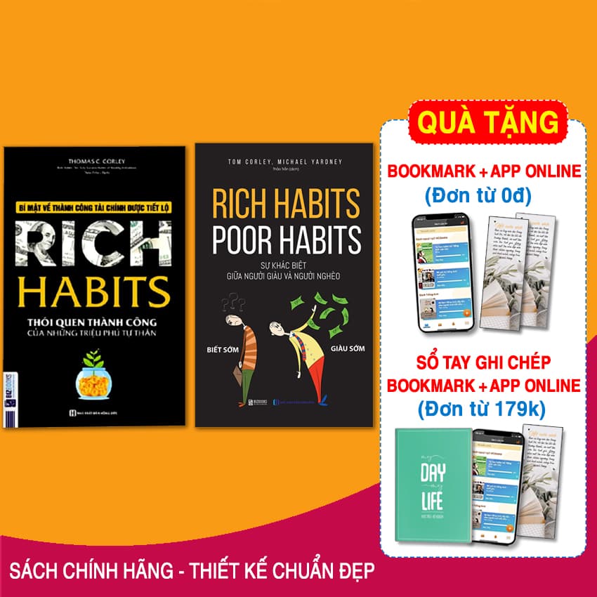 Bộ Sách Bí Mật Của Sự Thành Công Rich Habits Thói Quen Thành Công Của Những Triệu Phú Tự Thân Rich Habits Poor Habits Sự khác biệt giữa người giàu và người nghèo Tặng kèm Bookmark PL