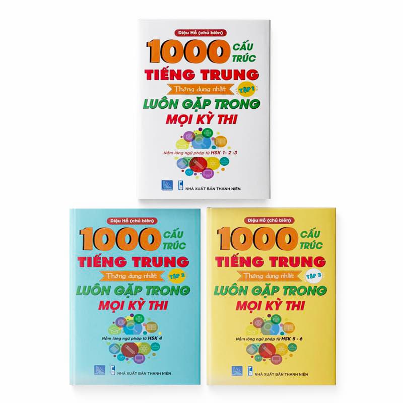 Combo 3 sách 1000 Cấu Trúc Tiếng Trung Thông Dụng Nhất Luôn Gặp Trong Mọi Kỳ Thi Tập 1 Tập 2 Tập 3