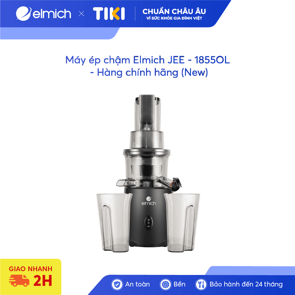 Máy ép chậm trái cây Elmich JEE 1855OL công suất 240W ống tiếp nguyên liệu rộng 83mm độ ồn cực thấp 55 dB