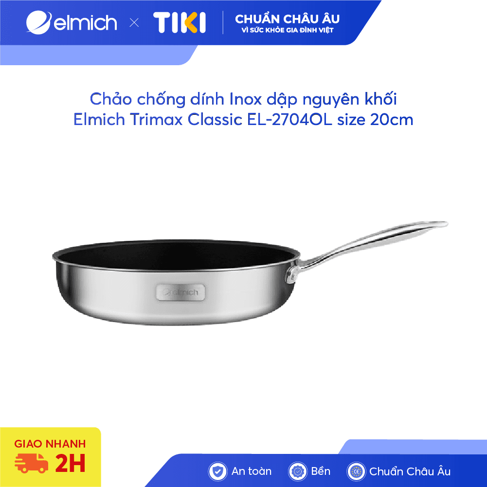 Chảo chống dính Inox dập nguyên khối Elmich Trimax Classic EL 2704OL size 20cm