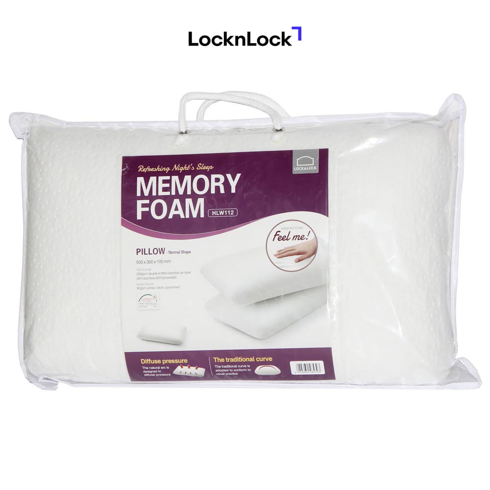 Gối Memory Foam 50D Hình Dáng Thường Lock&Lock HLW112 50 x 30 cm Trắng