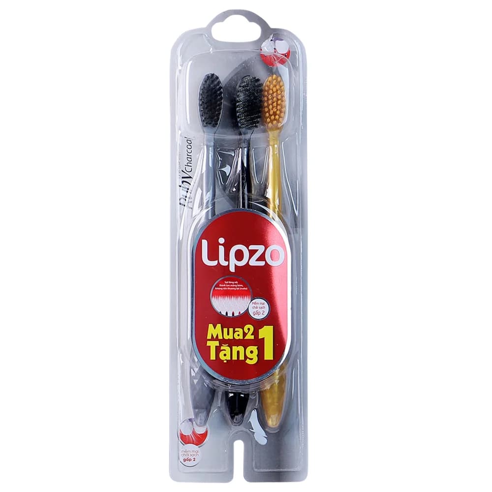 Bộ 2 bàn chải Lipzo Ruby Charcoal + tặng 1 bàn chải Ruby Gold