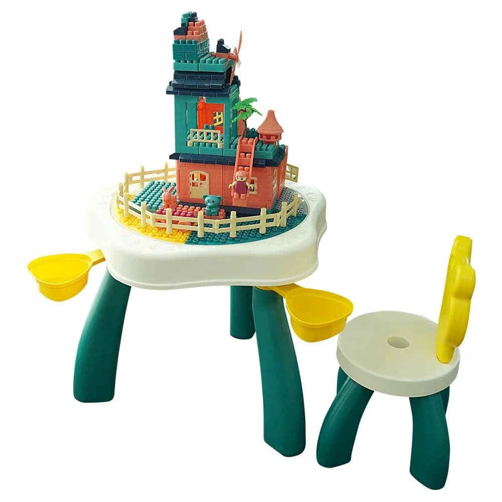 Bộ bàn ghế học tập và xếp hình lego CY210317