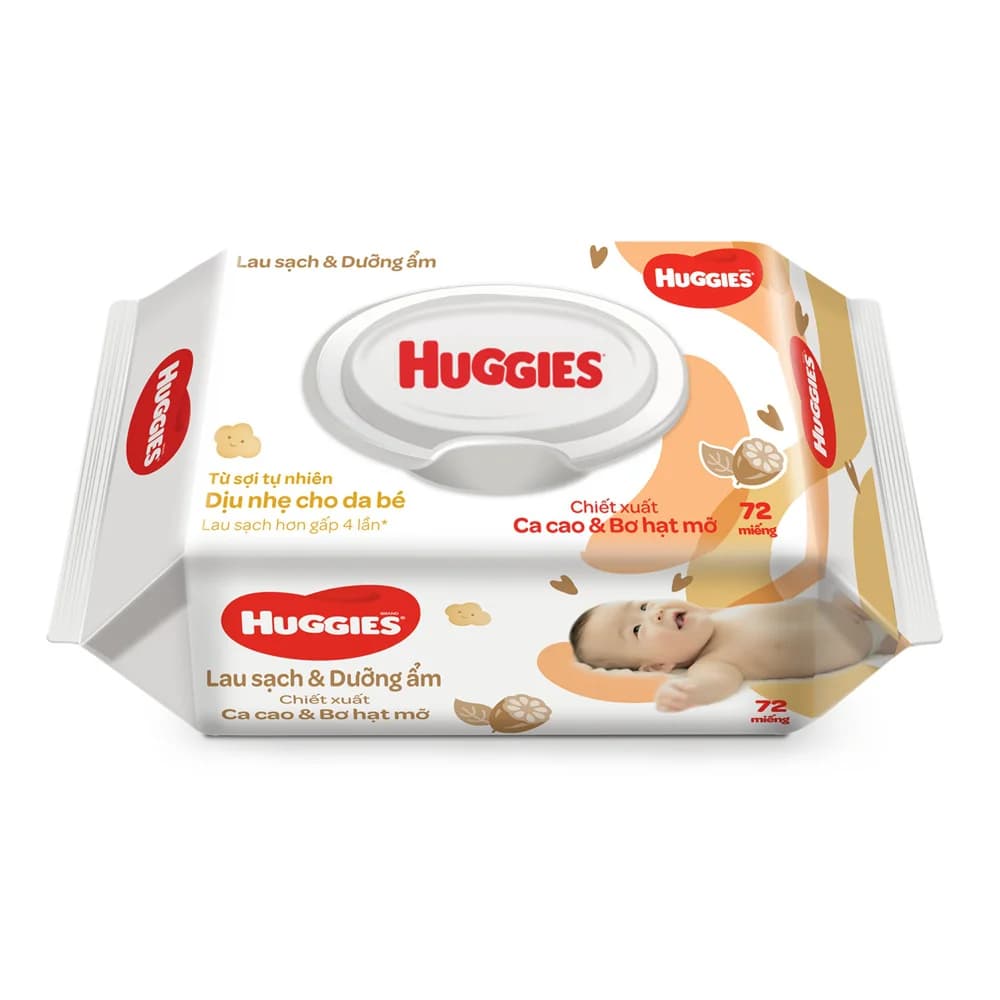 Khăn ướt cao cấp Huggies bơ hạt mỡ 72 Miếng