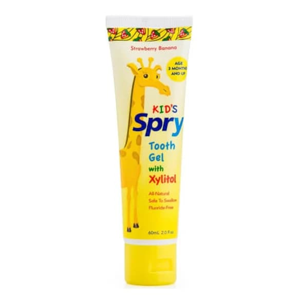 Kem đánh răng trẻ em với Xylitol Spry (Hương Dâu Chuối)