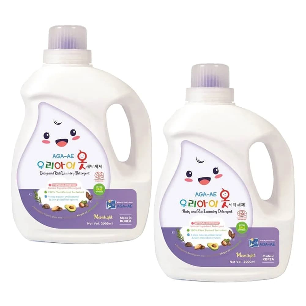 Combo 2 Nước giặt Hàn quốc AGA AE kháng khuẩn & bảo vệ da bé Moonlight 3L