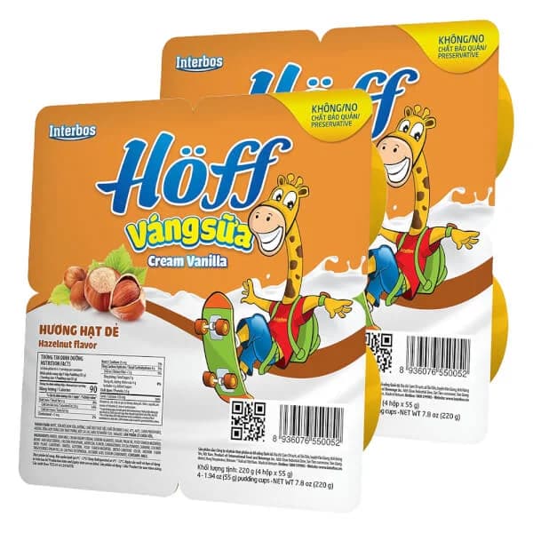 Combo 2 Váng sữa Hoff Hạt dẻ (Lốc 4 hủ)