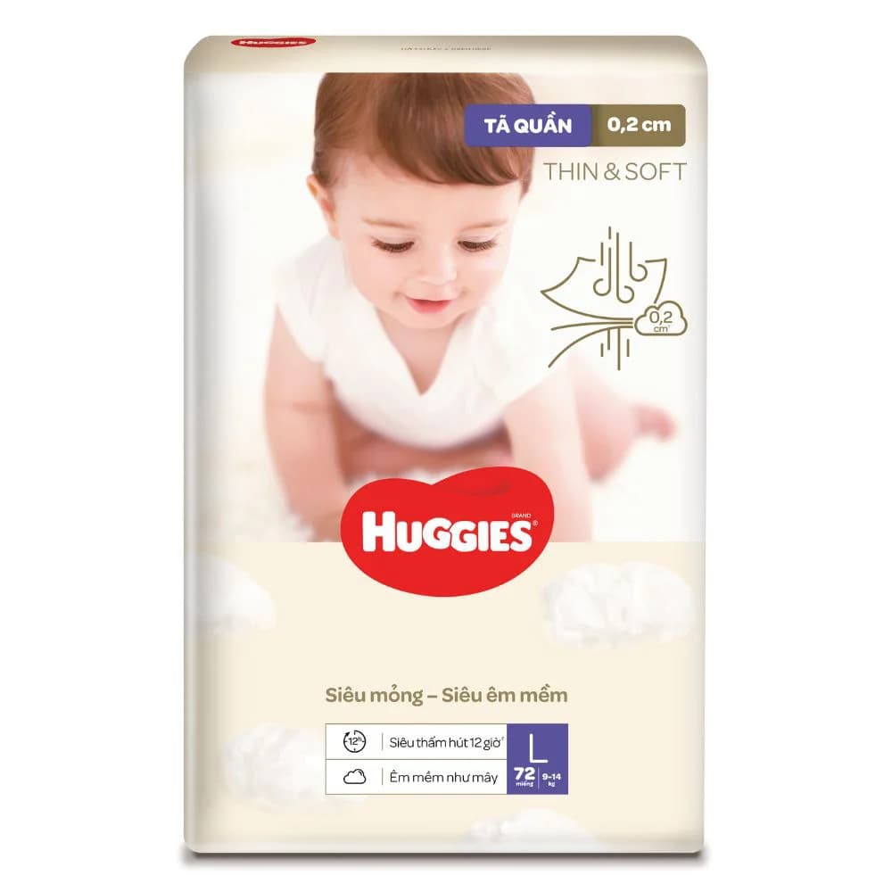 Tã quần Huggies Thin & Soft (L 9 14kg 72 miếng)