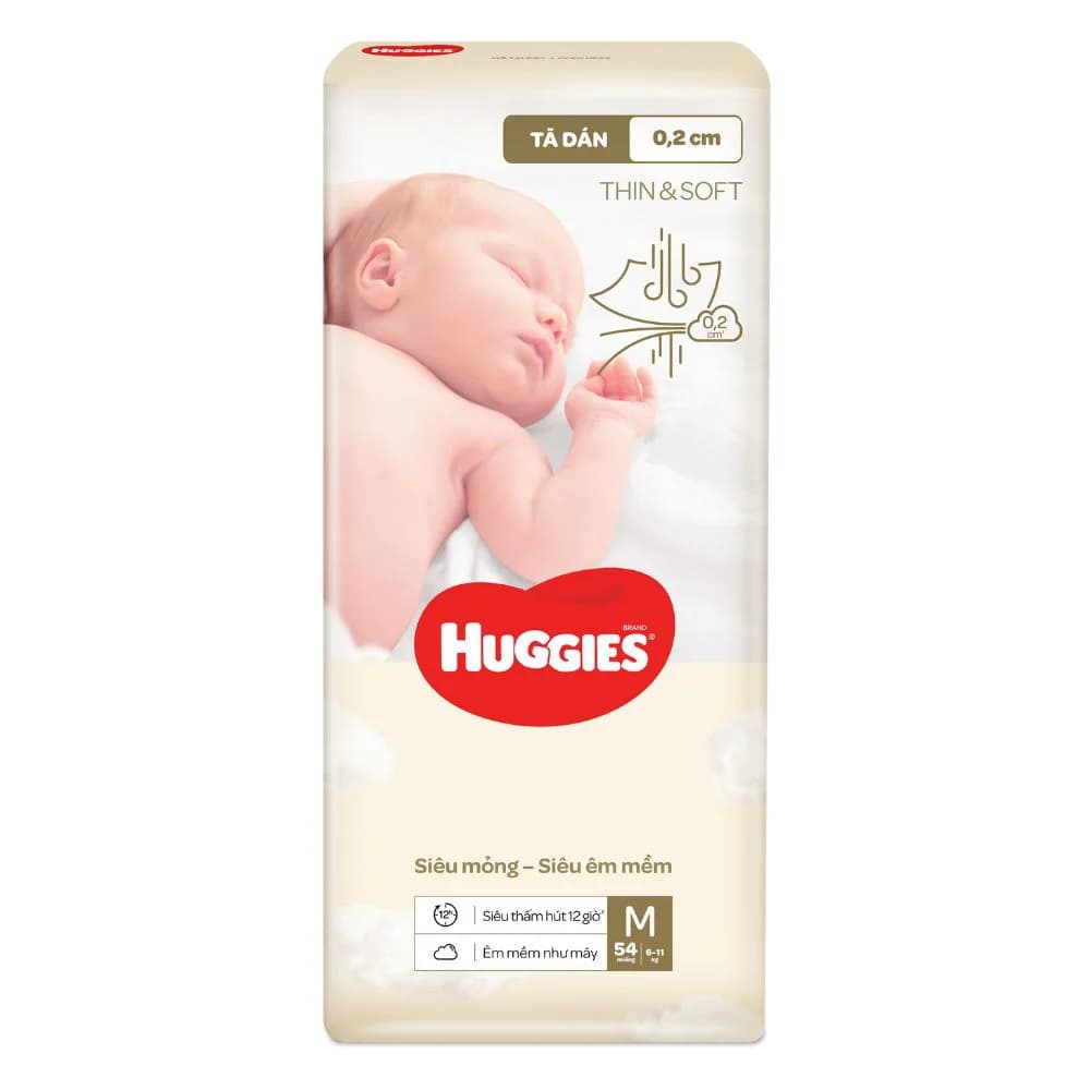 Tã dán Huggies Thin & Soft (M 6 11kg 54 miếng)