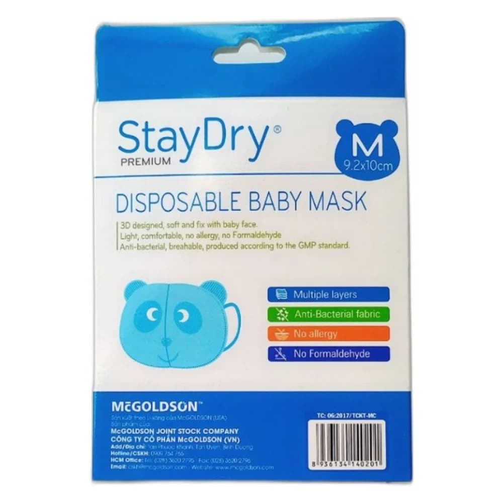 Khẩu trang trẻ em StayDry Size M Xanh