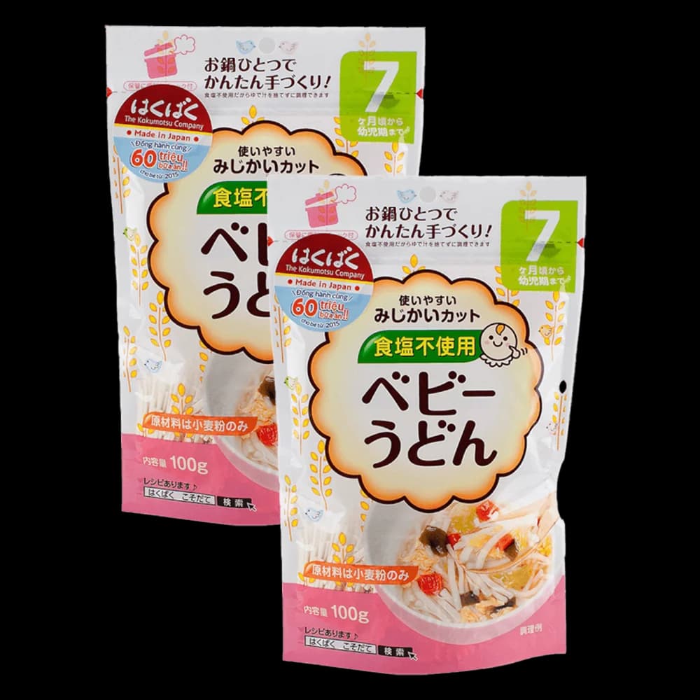 Combo 2 mì ăn dặm Hakubaku Mì Udon Baby (từ 7 tháng tuổi)