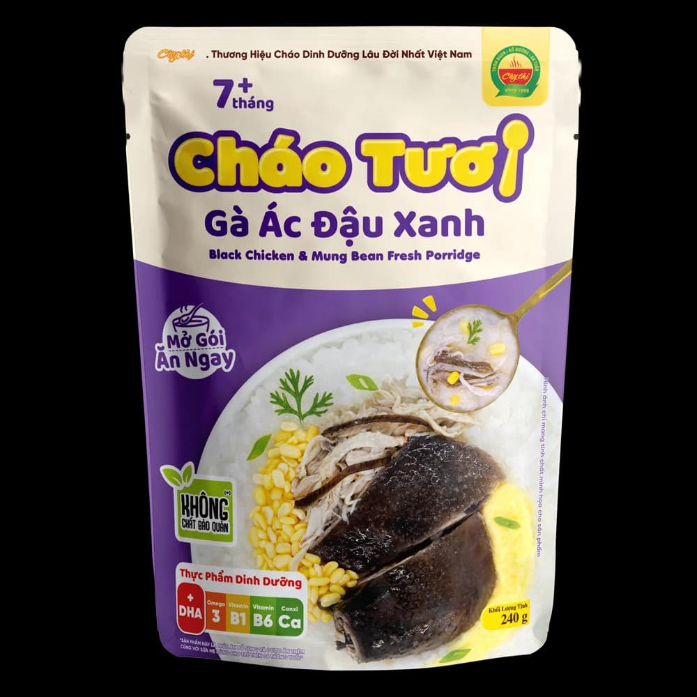 Cháo tươi gà ác đậu xanh