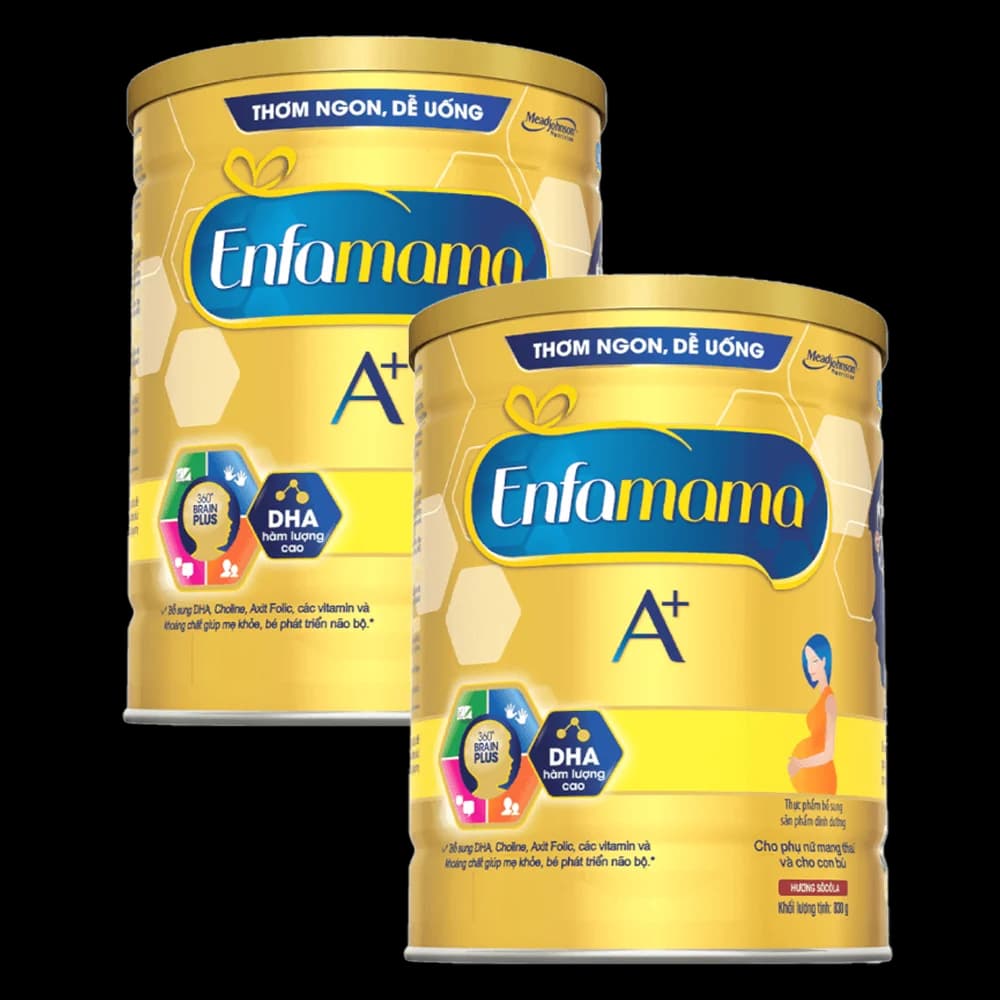 Combo 2 Thực phẩm bổ sung Sản phẩm dinh dưỡng Enfamama A+ hương chocolate 360° Brain Plus 830G