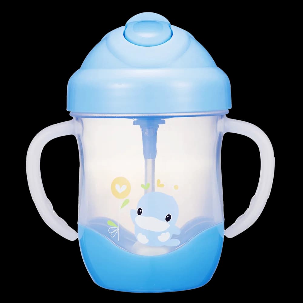 Bình uống nước ống hút có tay cầm Kuku 200ml KU5452 (giao màu ngẫu nhiên)