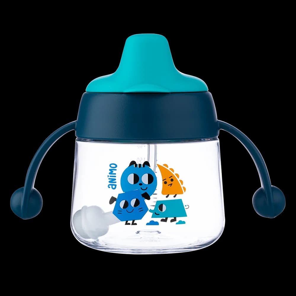 Bình tập uống núm silicone Animo (xanh 180ml RK B1042)