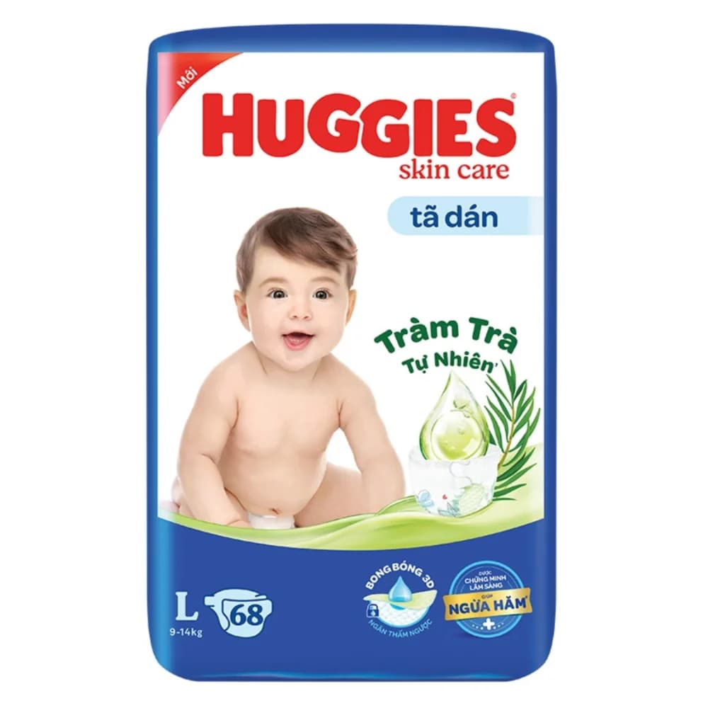 Tã dán Huggies Skincare cực đại (L 9 14kg 68 miếng)
