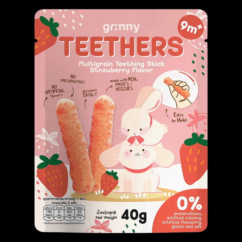 Bánh Gặm Nướu Ngũ Cốc Grinny Vị Dâu Tây