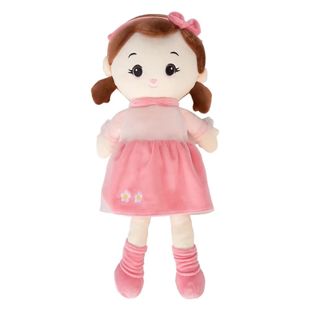 Búp bê nhồi bông nhí tóc bím nơ hồng Animo C310 (TĐ)