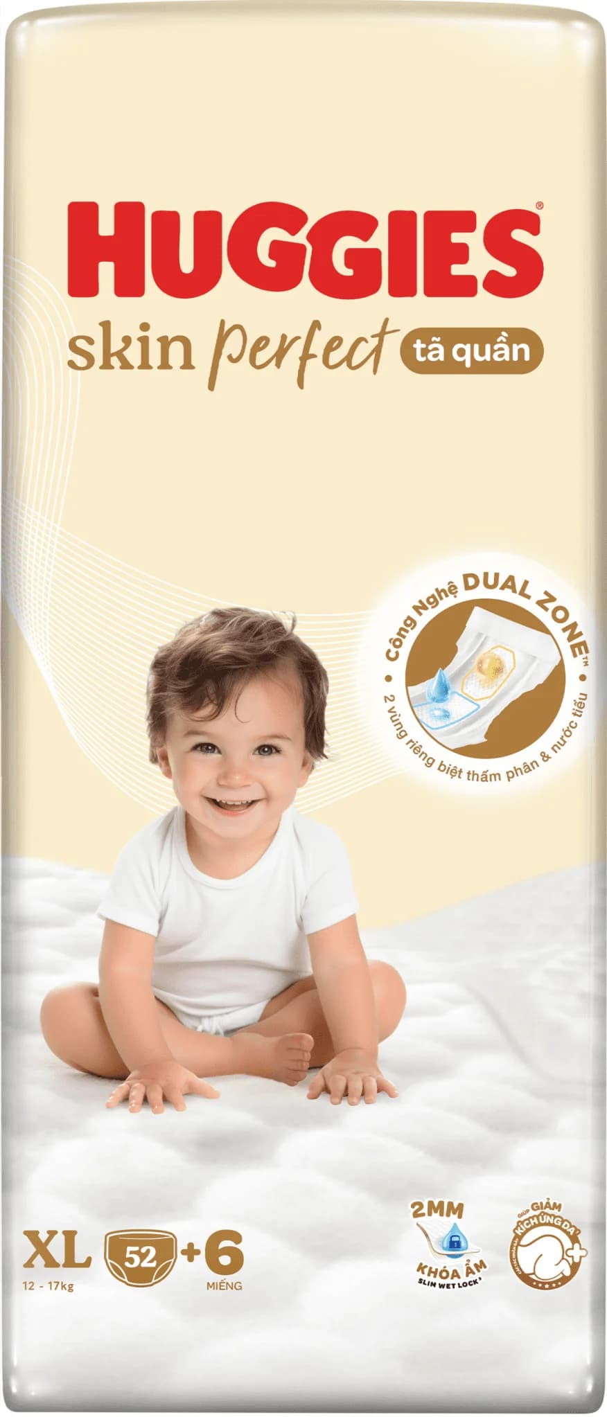 Tã quần Huggies SkinPerfect Pants (XL 12 17kg 52+6 miếng) (giao bao bì ngẫu nhiên)