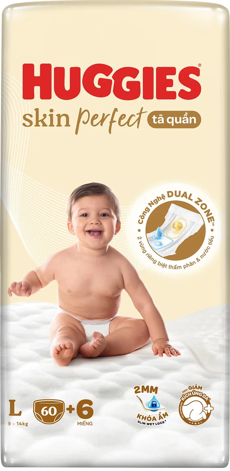 Tã quần Huggies SkinPerfect Pants (L 9 14kg 60+6 miếng) (giao bao bì ngẫu nhiên)