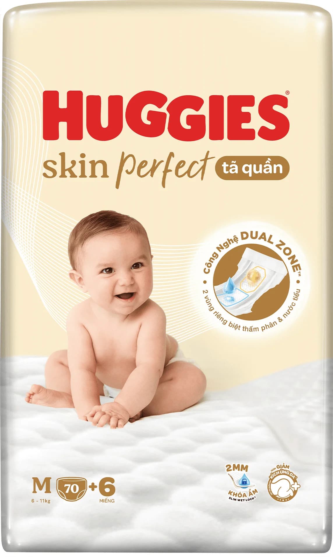 Tã quần Huggies SkinPerfect Pants (M 6 11kg 70+6 miếng) (giao bao bì ngẫu nhiên)