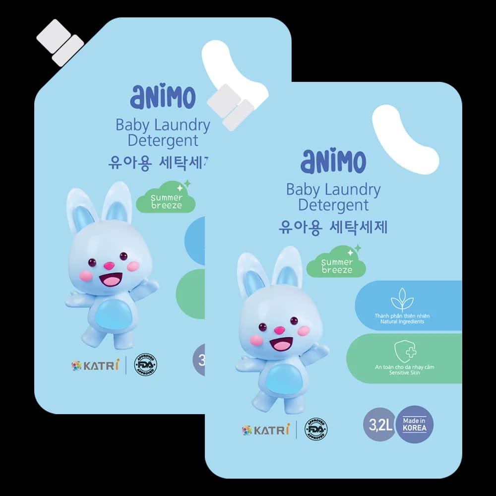 Combo 2 Nước giặt cho bé Animo hương làn gió mùa hè túi refill 3 2L