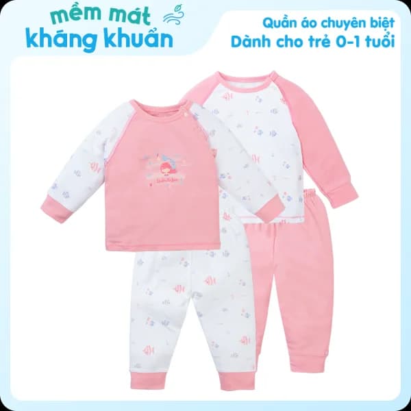 Set 2 Bộ kháng khuẩn Modal dài Tiên cá Animo VD1023006 (0 24M Hồng)